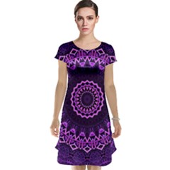 Mandala Purple Mandalas Balance Cap Sleeve Nightdress by Celenk