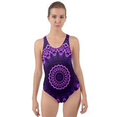 Mandala Purple Mandalas Balance Cut-out Back One Piece Swimsuit by Celenk