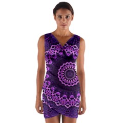 Mandala Purple Mandalas Balance Wrap Front Bodycon Dress by Celenk