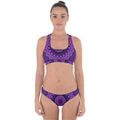 Mandala Purple Mandalas Balance Cross Back Hipster Bikini Set by Celenk