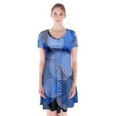 Circle Rings Abstract Optics Short Sleeve V-neck Flare Dress by Celenk