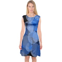 Circle Rings Abstract Optics Capsleeve Midi Dress by Celenk