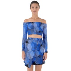 Circle Rings Abstract Optics Off Shoulder Top With Skirt Set by Celenk