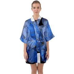 Circle Rings Abstract Optics Quarter Sleeve Kimono Robe by Celenk