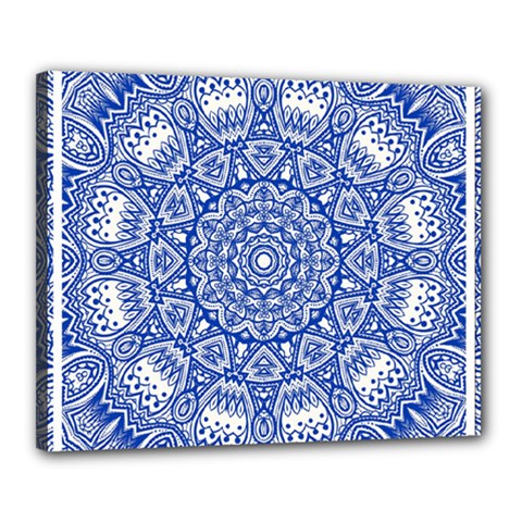 Blue Mandala Kaleidoscope Canvas 20  X 16  by Celenk