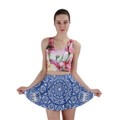 Blue Mandala Kaleidoscope Mini Skirt by Celenk