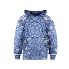 Blue Mandala Kaleidoscope Kids  Pullover Hoodie by Celenk