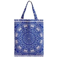 Blue Mandala Kaleidoscope Zipper Classic Tote Bag by Celenk