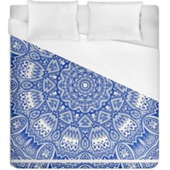 Blue Mandala Kaleidoscope Duvet Cover (king Size) by Celenk