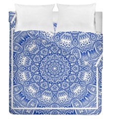 Blue Mandala Kaleidoscope Duvet Cover Double Side (queen Size) by Celenk