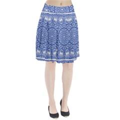 Blue Mandala Kaleidoscope Pleated Skirt by Celenk