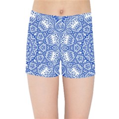 Blue Mandala Kaleidoscope Kids Sports Shorts