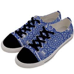 Blue Mandala Kaleidoscope Men s Low Top Canvas Sneakers by Celenk