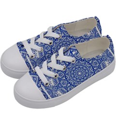 Blue Mandala Kaleidoscope Kids  Low Top Canvas Sneakers