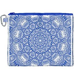 Blue Mandala Kaleidoscope Canvas Cosmetic Bag (xxxl) by Celenk