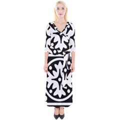 Mandala Pattern Mystical Quarter Sleeve Wrap Maxi Dress