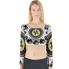 Mandala Geometric Design Pattern Long Sleeve Crop Top by Celenk