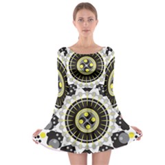 Mandala Geometric Design Pattern Long Sleeve Skater Dress by Celenk