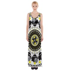 Mandala Geometric Design Pattern Maxi Thigh Split Dress by Celenk