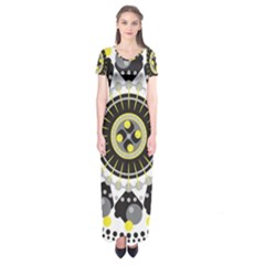 Mandala Geometric Design Pattern Short Sleeve Maxi Dress by Celenk