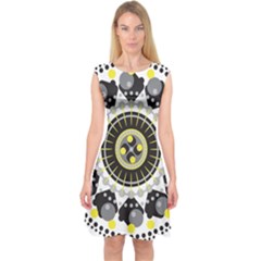 Mandala Geometric Design Pattern Capsleeve Midi Dress by Celenk