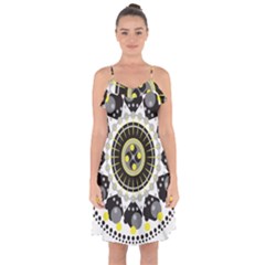 Mandala Geometric Design Pattern Ruffle Detail Chiffon Dress by Celenk