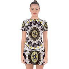 Mandala Geometric Design Pattern Drop Hem Mini Chiffon Dress by Celenk