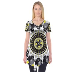 Mandala Geometric Design Pattern Short Sleeve Tunic  by Celenk