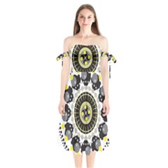 Mandala Geometric Design Pattern Shoulder Tie Bardot Midi Dress by Celenk