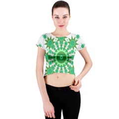 Mandala Geometric Pattern Shapes Crew Neck Crop Top by Celenk