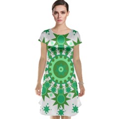 Mandala Geometric Pattern Shapes Cap Sleeve Nightdress by Celenk