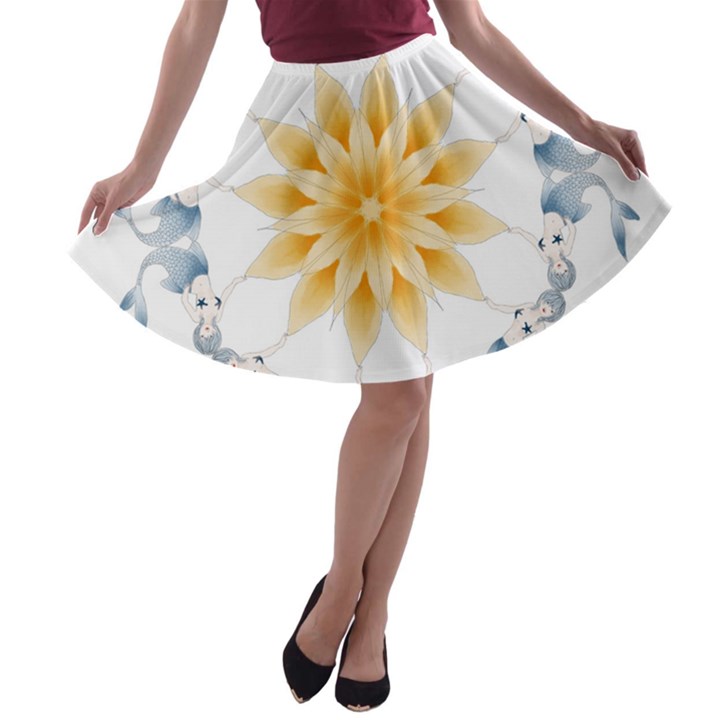 Mandala Mermaid Lake Rose Swimmers A-line Skater Skirt