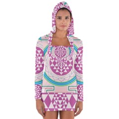 Mandala Design Arts Indian Long Sleeve Hooded T-shirt by Celenk