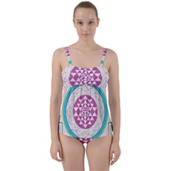 Mandala Design Arts Indian Twist Front Tankini Set