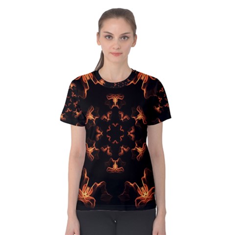 Mandala Fire Mandala Flames Design Women s Cotton Tee by Celenk