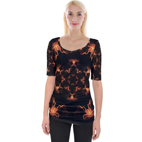 Mandala Fire Mandala Flames Design Wide Neckline Tee by Celenk