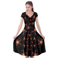 Mandala Fire Mandala Flames Design Cap Sleeve Wrap Front Dress by Celenk