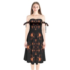 Mandala Fire Mandala Flames Design Shoulder Tie Bardot Midi Dress by Celenk