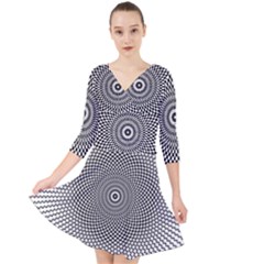 Kaleidoscope Pattern Kaleydograf Quarter Sleeve Front Wrap Dress	