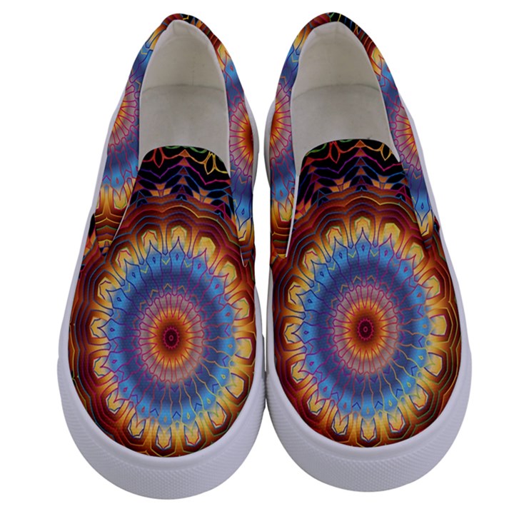 Colorful Prismatic Chromatic Kids  Canvas Slip Ons