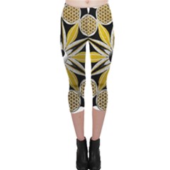 Mandala Yin Yang Live Flower Capri Leggings  by Celenk