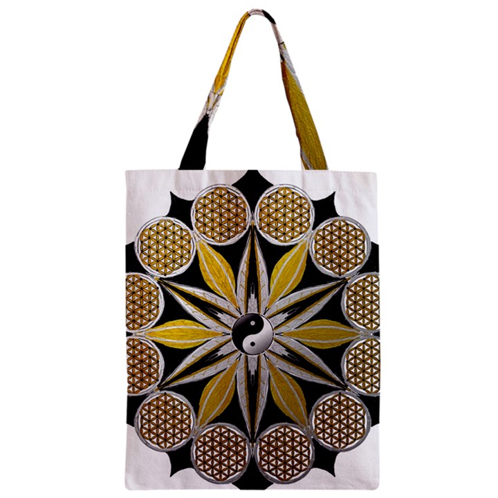 Mandala Yin Yang Live Flower Zipper Classic Tote Bag