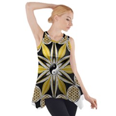 Mandala Yin Yang Live Flower Side Drop Tank Tunic by Celenk