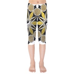 Mandala Yin Yang Live Flower Kids  Capri Leggings 