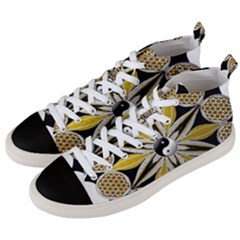 Mandala Yin Yang Live Flower Men s Mid-top Canvas Sneakers by Celenk