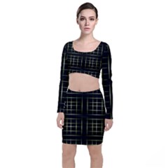 Background Texture Pattern Long Sleeve Crop Top & Bodycon Skirt Set