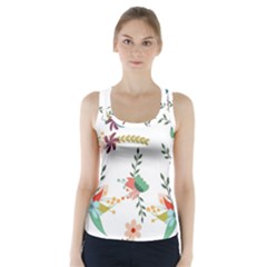 Floral Backdrop Pattern Flower Racer Back Sports Top by Celenk