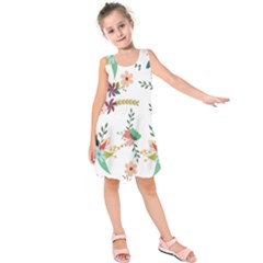 Floral Backdrop Pattern Flower Kids  Sleeveless Dress by Celenk