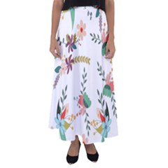 Floral Backdrop Pattern Flower Flared Maxi Skirt by Celenk