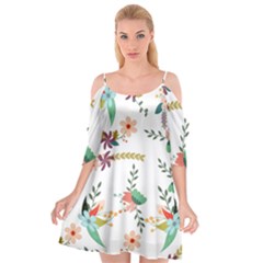 Floral Backdrop Pattern Flower Cutout Spaghetti Strap Chiffon Dress by Celenk